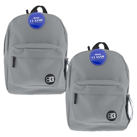 Bazic Products Classic Backpack, 17in., Gray, 2PK 1061